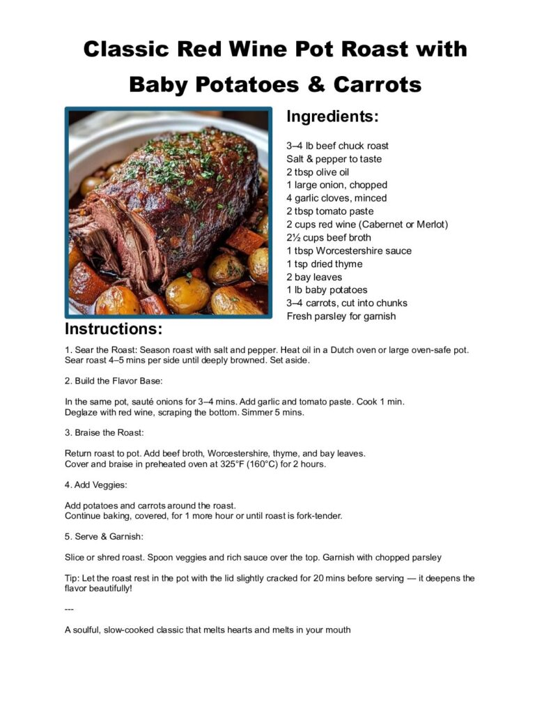 thumbnail of Classic Red Wine Pot Roast with Baby Potatoes ^0 Carrots
